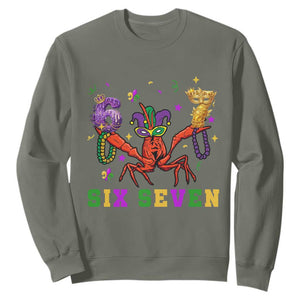 Funny 67 Crawfish Mardi Gras Sweatshirt Six Seven Meme TS12 Military Green Print Your Wear