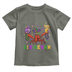 Funny 67 Crawfish Mardi Gras Toddler T Shirt Six Seven Meme TS12 Military Green Print Your Wear
