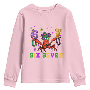 Funny 67 Crawfish Mardi Gras Youth Sweatshirt Six Seven Meme TS12 Light Pink Print Your Wear