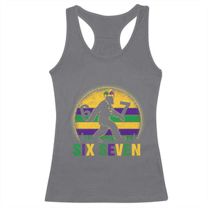 Funny Mardi Gras Bigfoot Racerback Tank Top Six Seven Meme TS12 Charcoal Print Your Wear