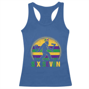 Funny Mardi Gras Bigfoot Racerback Tank Top Six Seven Meme TS12 Royal Blue Print Your Wear