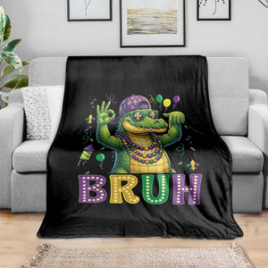 Mardi Gras Mardigator Alligator Six Seven Bruh Meme Throw Blanket TS12 Print Your Wear
