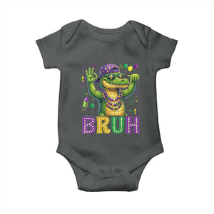 Mardi Gras Mardigator Alligator Six Seven Bruh Meme Baby Onesie TS12 Dark Heather Print Your Wear