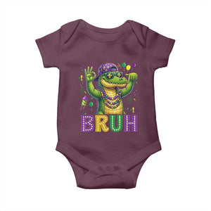 Mardi Gras Mardigator Alligator Six Seven Bruh Meme Baby Onesie TS12 Maroon Print Your Wear