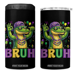 Mardi Gras Mardigator Alligator Six Seven Bruh Meme 4 in 1 Can Cooler Tumbler TS12 One Size: 16 oz Black Print Your Wear