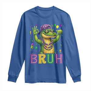 Mardi Gras Mardigator Alligator Six Seven Bruh Meme Long Sleeve Shirt TS12 Royal Blue Print Your Wear
