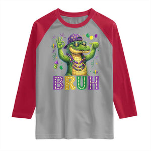 Mardi Gras Mardigator Alligator Six Seven Bruh Meme Raglan Shirt TS12 Sport Gray Red Print Your Wear