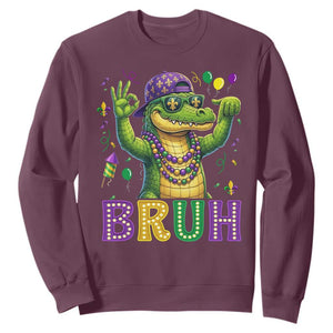 Mardi Gras Mardigator Alligator Six Seven Bruh Meme Sweatshirt TS12 Maroon Print Your Wear