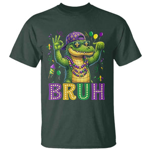 Mardi Gras Mardigator Alligator Six Seven Bruh Meme T Shirt TS12 Dark Forest Green Print Your Wear
