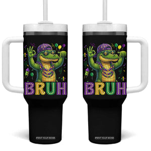 Mardi Gras Mardigator Alligator Six Seven Bruh Meme Tumbler With Handle TS12 One Size: 40 oz Black Print Your Wear