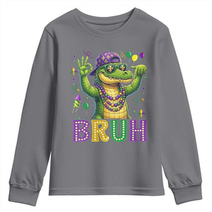 Mardi Gras Mardigator Alligator Six Seven Bruh Meme Youth Sweatshirt TS12 Charcoal Print Your Wear