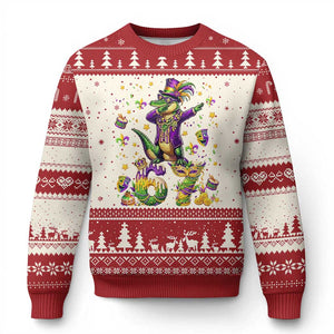 Funny Mardigator Alligator Six Seven Meme Ugly Christmas Sweater Mardi Gras Gifts TS12 Beige Red Print Your Wear