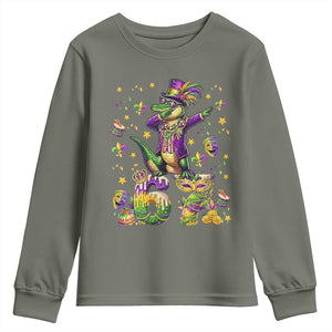 Funny Mardigator Alligator Six Seven Meme Youth Sweatshirt Mardi Gras Gifts TS12 Military Green Print Your Wear