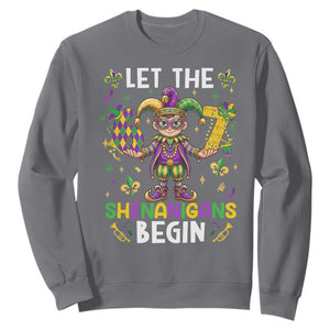 Let The 67 Shenanigans Begin Sweatshirt Six Seven Meme Mardi Gras TS12 Charcoal Print Your Wear