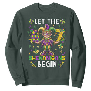 Let The 67 Shenanigans Begin Sweatshirt Six Seven Meme Mardi Gras TS12 Dark Forest Green Print Your Wear