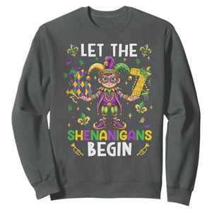 Let The 67 Shenanigans Begin Sweatshirt Six Seven Meme Mardi Gras TS12 Dark Heather Print Your Wear