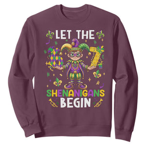 Let The 67 Shenanigans Begin Sweatshirt Six Seven Meme Mardi Gras TS12 Maroon Print Your Wear