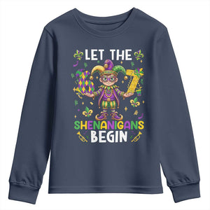 Let The 67 Shenanigans Begin Youth Sweatshirt Six Seven Meme Mardi Gras TS12 Navy Print Your Wear
