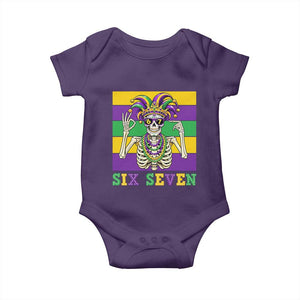 Funny Mardi Gras Skeleton Baby Onesie Six Seven Meme TS12 Purple Print Your Wear