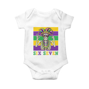 Funny Mardi Gras Skeleton Baby Onesie Six Seven Meme TS12 White Print Your Wear