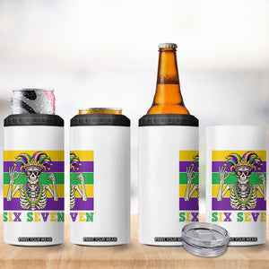 Funny Mardi Gras Skeleton 4 in 1 Can Cooler Tumbler Six Seven Meme TS12 Print Your Wear