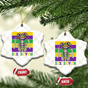 Funny Mardi Gras Skeleton Ceramic Ornament Six Seven Meme TS12 Print Your Wear