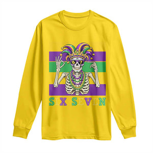 Funny Mardi Gras Skeleton Long Sleeve Shirt Six Seven Meme TS12 Daisy Print Your Wear