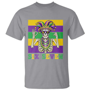Funny Mardi Gras Skeleton T Shirt Six Seven Meme TS12 Sport Gray Print Your Wear