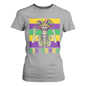 Funny Mardi Gras Skeleton T Shirt For Women Six Seven Meme TS12 Sport Gray Print Your Wear