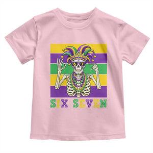 Funny Mardi Gras Skeleton Toddler T Shirt Six Seven Meme TS12 Light Pink Print Your Wear