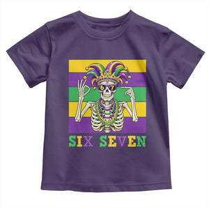 Funny Mardi Gras Skeleton Toddler T Shirt Six Seven Meme TS12 Purple Print Your Wear