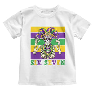 Funny Mardi Gras Skeleton Toddler T Shirt Six Seven Meme TS12 White Print Your Wear