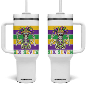 Funny Mardi Gras Skeleton Tumbler With Handle Six Seven Meme TS12 One Size: 40 oz White Print Your Wear