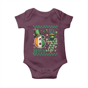 Funny St Patricks Six Seven Baby Onesie Gen Z Irish Gift TS12 Maroon Print Your Wear
