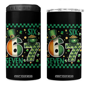 Funny St Patricks Six Seven 4 in 1 Can Cooler Tumbler Gen Z Irish Gift TS12 One Size: 16 oz Black Print Your Wear