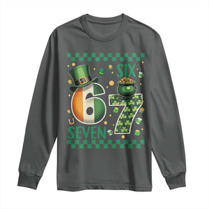 Funny St Patricks Six Seven Long Sleeve Shirt Gen Z Irish Gift TS12 Dark Heather Print Your Wear