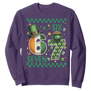 Funny St Patricks Six Seven Sweatshirt Gen Z Irish Gift TS12 Purple Print Your Wear