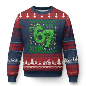 Funny St Patricks Day Ugly Christmas Sweater Six Seven Meme Irish Gag Gift TS12 Navy Red Print Your Wear