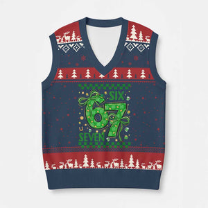 Funny St Patricks Day V-Neck Knit Sweater Vest Six Seven Meme Irish Gag Gift TS12 Navy Red Print Your Wear