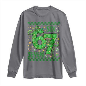 Funny St Patricks Day Long Sleeve Shirt Six Seven Meme Irish Gag Gift TS12 Charcoal Print Your Wear