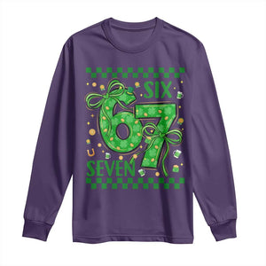 Funny St Patricks Day Long Sleeve Shirt Six Seven Meme Irish Gag Gift TS12 Purple Print Your Wear