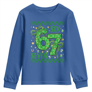 Funny St Patricks Day Youth Sweatshirt Six Seven Meme Irish Gag Gift TS12 Royal Blue Print Your Wear
