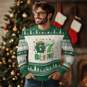 Funny St Patricks Day Six Seven Meme Ugly Christmas Sweater Irish American Gift TS12 Beige Green Print Your Wear