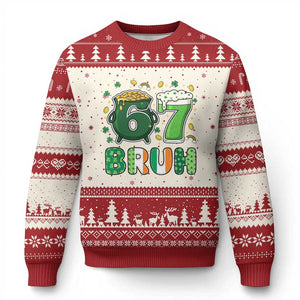 Funny St Patricks Day Six Seven Meme Ugly Christmas Sweater Irish American Gift TS12 Beige Red Print Your Wear