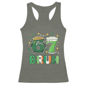 Funny St Patricks Day Six Seven Meme Racerback Tank Top Irish American Gift TS12 Military Green Print Your Wear