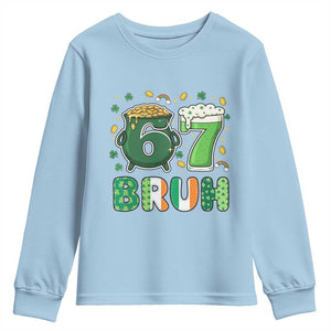 Funny St Patricks Day Six Seven Meme Youth Sweatshirt Irish American Gift TS12 Light Blue Print Your Wear