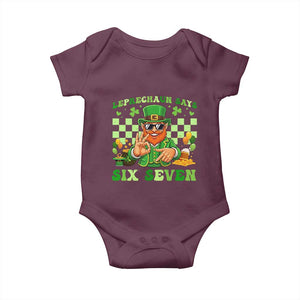 Funny Leprechaun Says Six Seven Baby Onesie St Patricks Day TS12 Maroon Print Your Wear