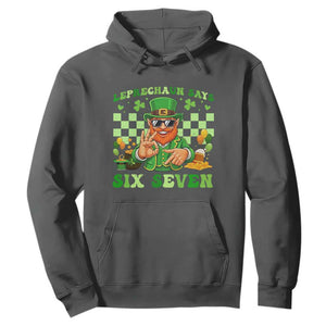 Funny Leprechaun Says Six Seven Hoodie St Patricks Day TS12 Dark Heather Print Your Wear