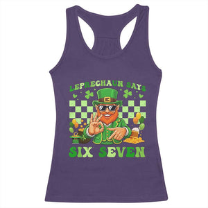 Funny Leprechaun Says Six Seven Racerback Tank Top St Patricks Day TS12 Purple Print Your Wear
