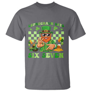 Funny Leprechaun Says Six Seven T Shirt St Patricks Day TS12 Charcoal Print Your Wear